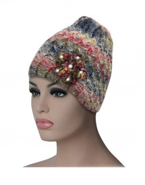 Women multi cap with flower design multi