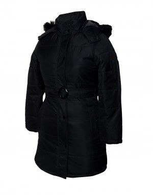 Ladies Jacket belted Black Plus Size