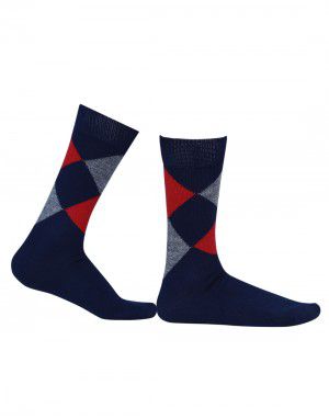 Pure Wool Socks Diamond Navy