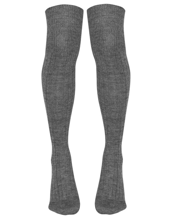 Pure Wool Long Stocking Unisex Grey