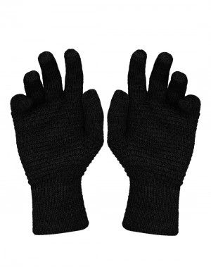 Womens Pure Wool Gloves Tuck Dark Grey