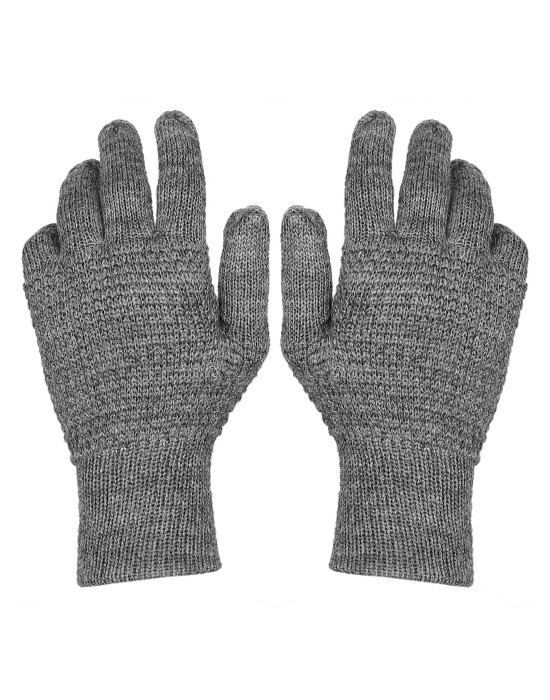 Womens Pure Wool Gloves Tuck Grey