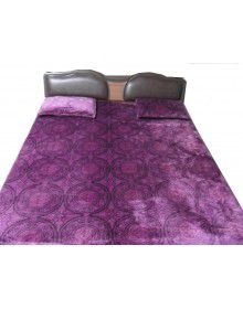 Winter bedsheet purple designer with 2 pillow Cover