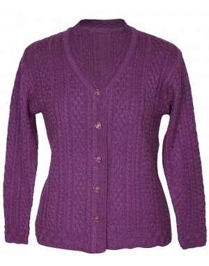 Womens cardigan Self design Purple