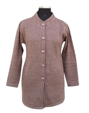 Women Long coat Brown Plain design coat