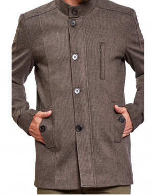 Men Regular Length Coat Olive Color