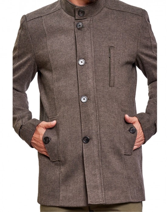 Men Regular Length Coat Olive Color