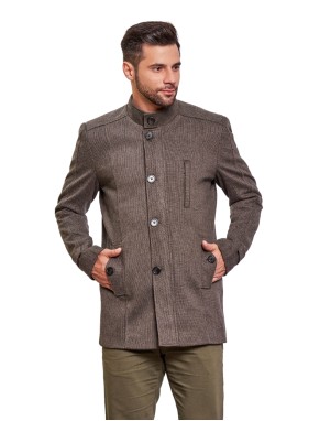 Men Regular Length Coat Olive Color