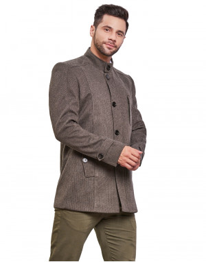 Men Regular Length Coat Olive Color