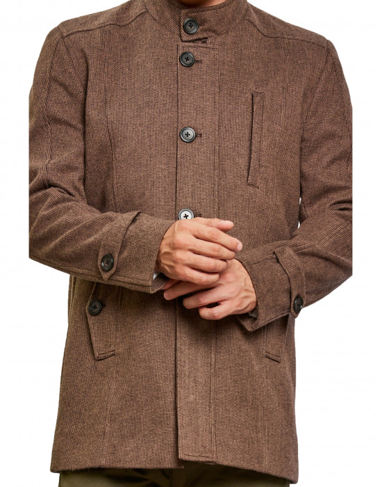 Men Regular Length Coat Walnut Color