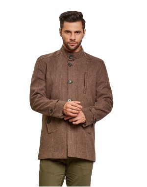 Men Regular Length Coat Walnut Color