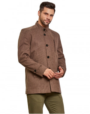 Men Regular Length Coat Walnut Color