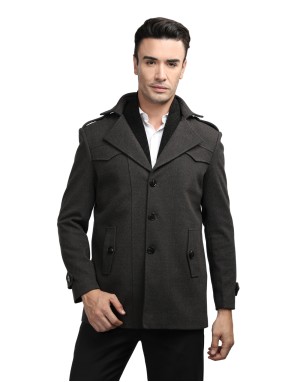 Men Regular Length Coat Deep Brown Color