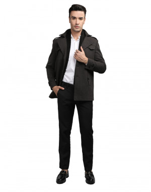 Men Regular Length Coat Deep Brown Color