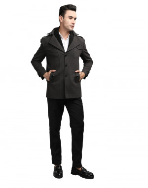 Men Regular Length Coat Deep Brown Color