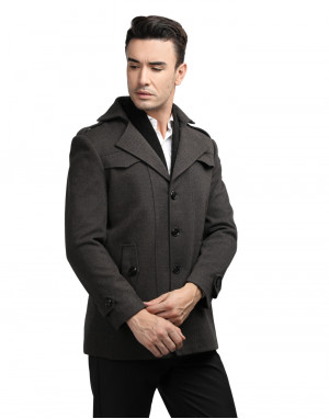 Men Regular Length Coat Deep Brown Color