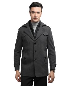 Men Regular Length Coat Pewter Grey Color