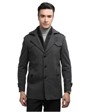 Men Regular Length Coat Pewter Grey Color
