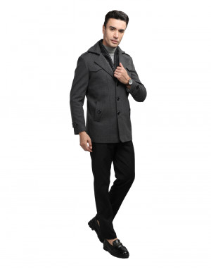 Men Regular Length Coat Pewter Grey Color