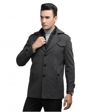 Men Regular Length Coat Pewter Grey Color