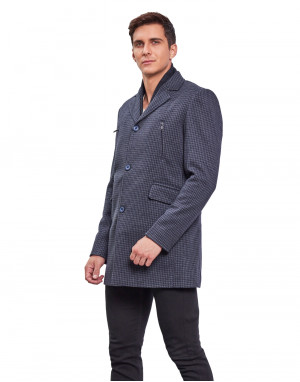 Men Regular Length Coat Blue Color