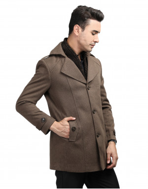 Men regular length Coat Cinnamon Color