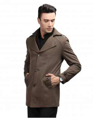 Men regular length Coat Cinnamon Color