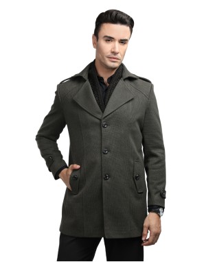 Men regular length Coat Olive Color