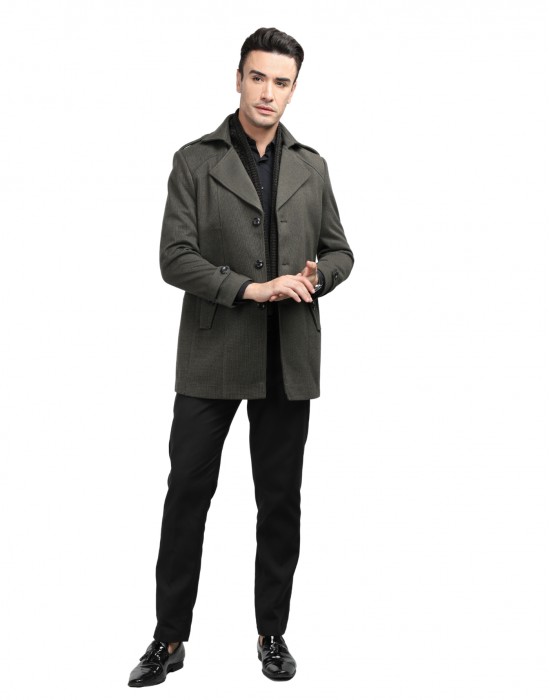 Men regular length Coat Olive Color