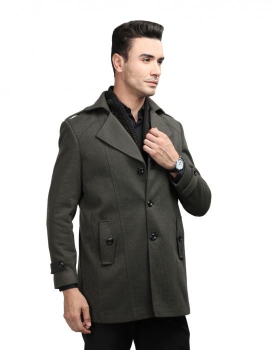 Men regular length Coat Olive Color