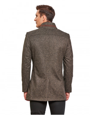 Men Regular Length Coat Brown Color