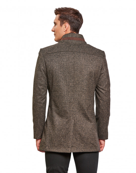 Men Regular Length Coat Brown Color