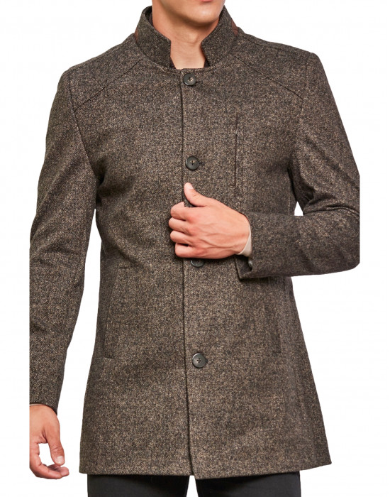 Men Regular Length Coat Brown Color