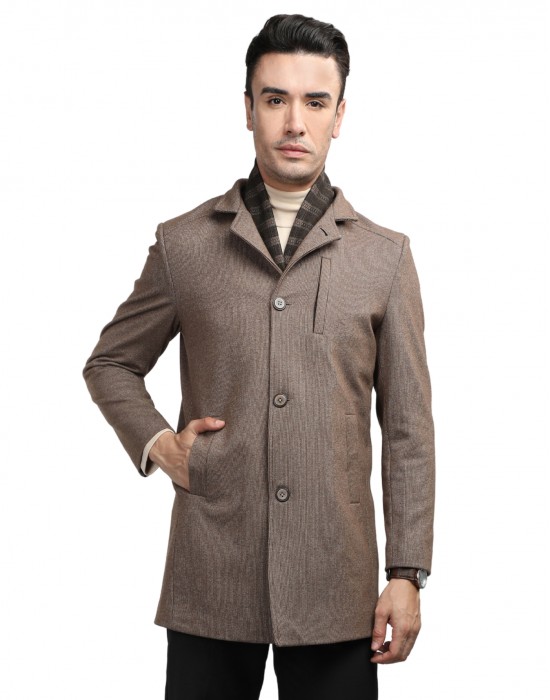 Men regular length Coat Chestnut Color