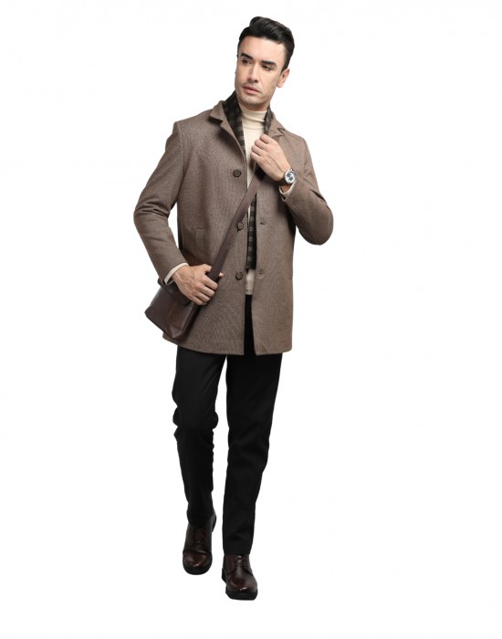 Men regular length Coat Chestnut Color