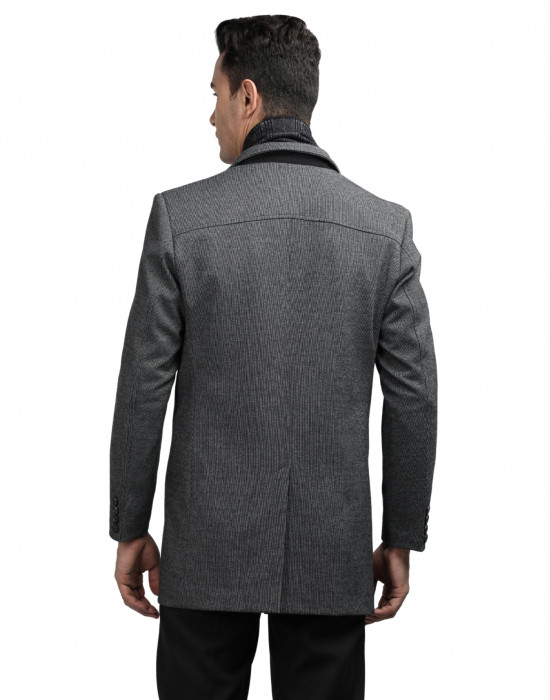 Men regular length Coat Steel Color