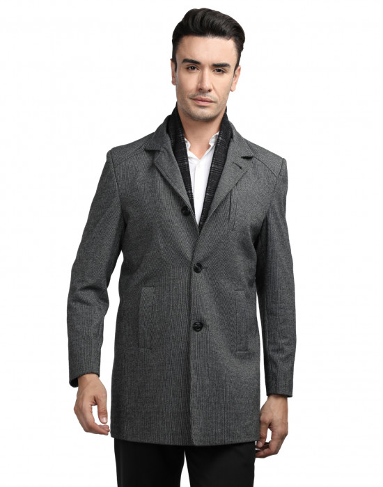 Men regular length Coat Steel Color