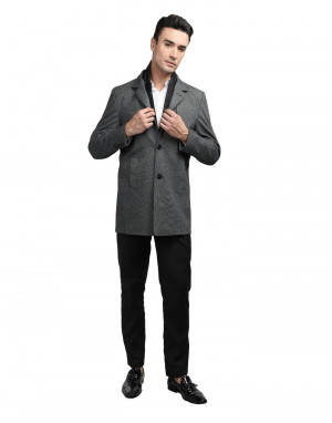 Men regular length Coat Steel Color