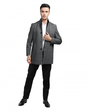 Men regular length Coat Steel Color