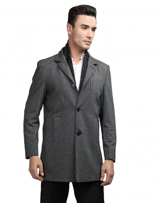 Men regular length Coat Steel Color