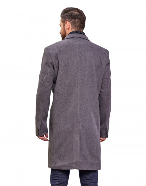 Men Super Long Coat Slate Color