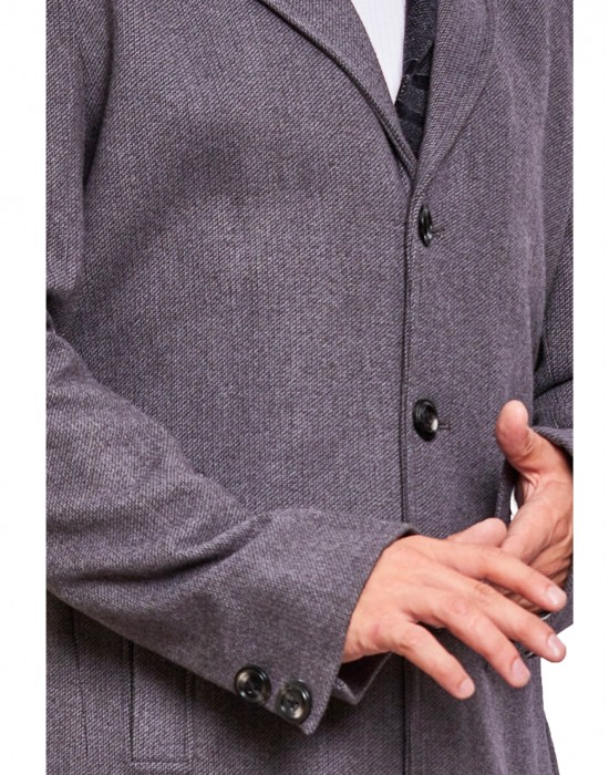 Men Super Long Coat Slate Color