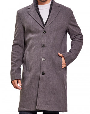 Men Super Long Coat Slate Color