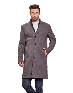 Men Super Long Coat Slate Color