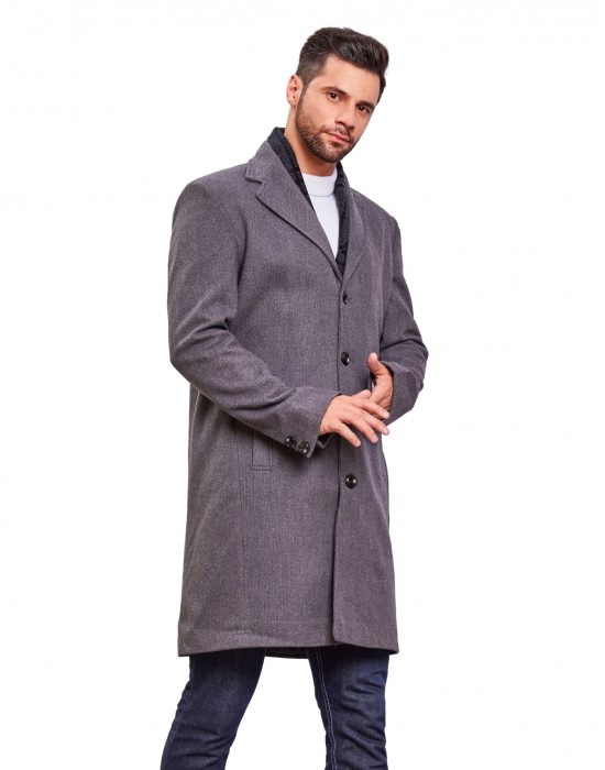 Men Super Long Coat Slate Color