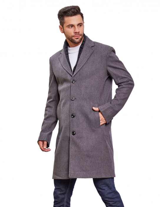 Men Super Long Coat Slate Color