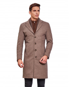 Men Super Long Coat Walnut Color