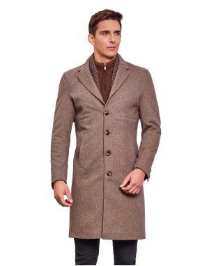 Men Super Long Coat Walnut Color