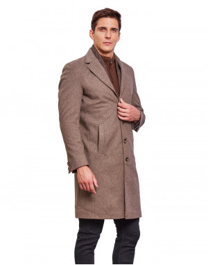 Men Super Long Coat Walnut Color