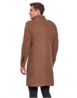 Men Super Long Coat Biscuit Color